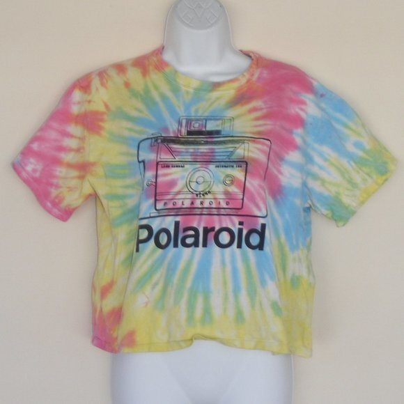 Tie-dye POLAROID Camera Tshirt, L, Cropped, SS - Picture 1 of 9